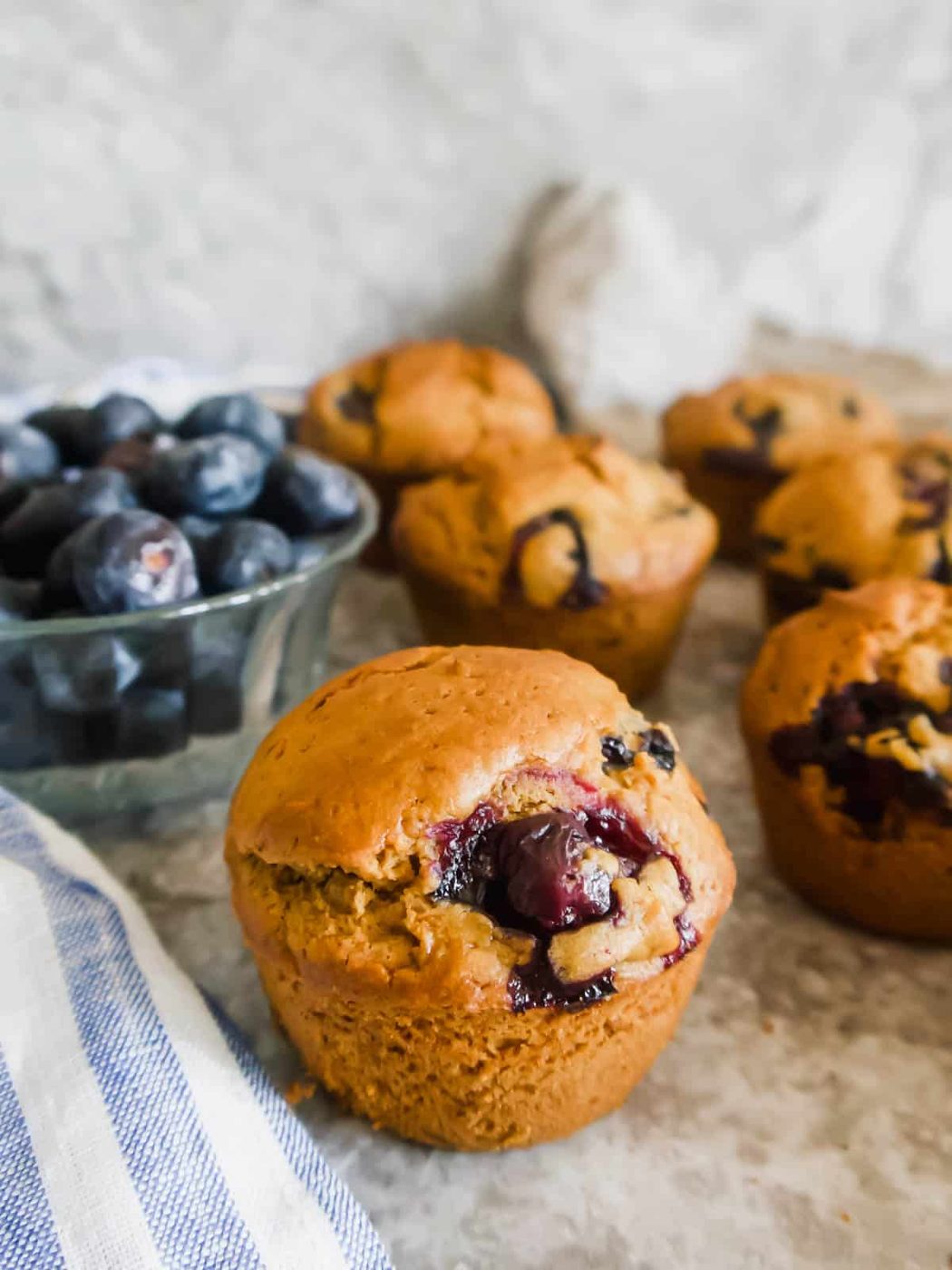 Dairy-free blueberry muffin after cooling off.