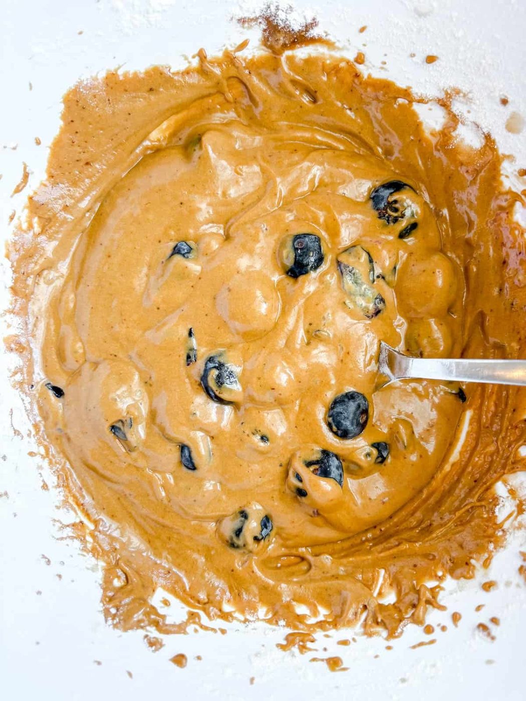 Blueberries in the muffin batter.
