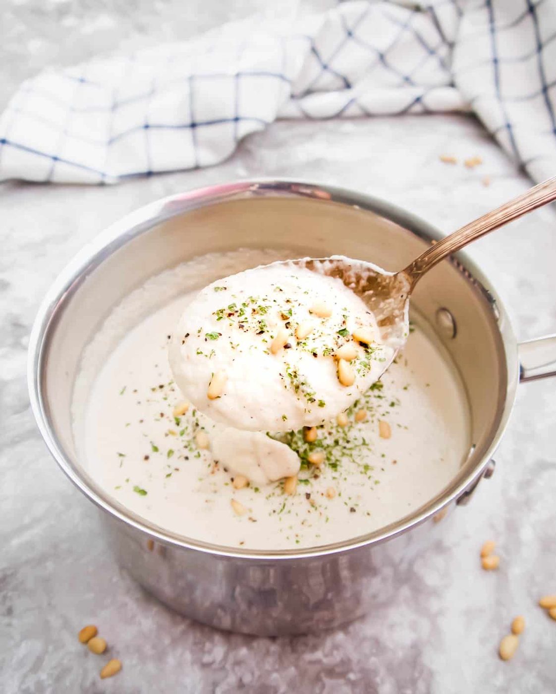 Dairy-free Cauliflower Pine Nut Sauce ( Paleo, Whole30)