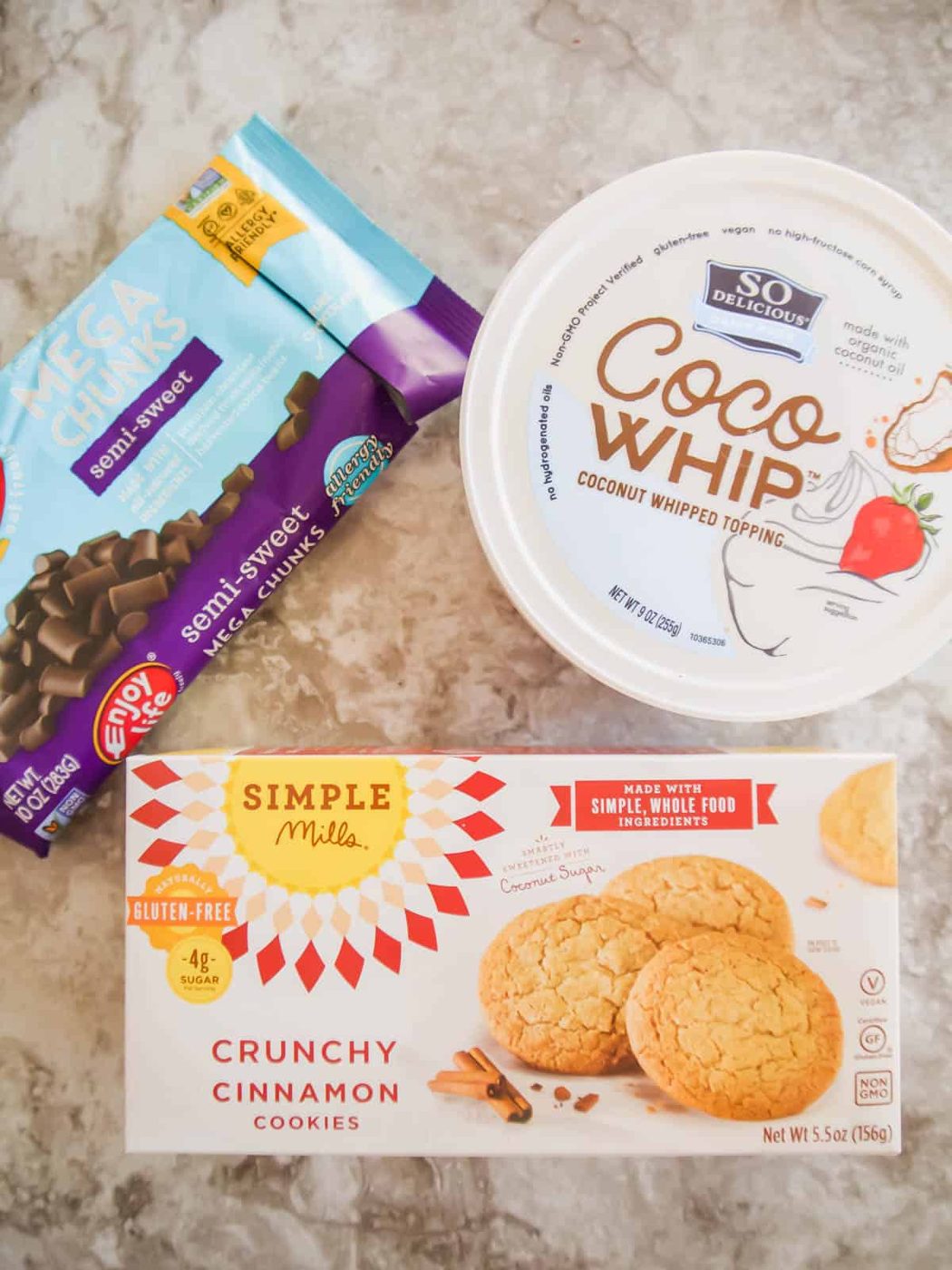 Ingredients needed to make dairy-free chocolate mousse balls.