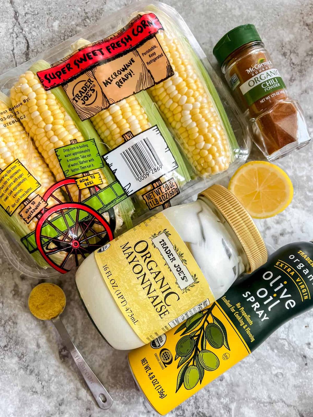 Ingredients needed to make dairy free Mexican street corn.