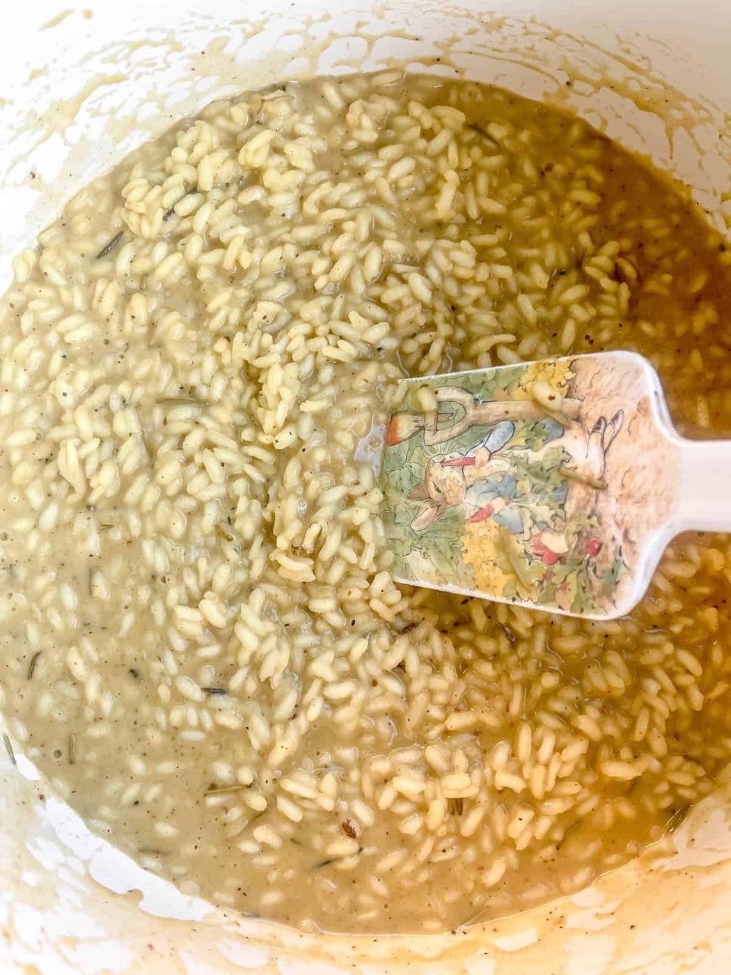 Risotto that is creamy after all the broth has been added.