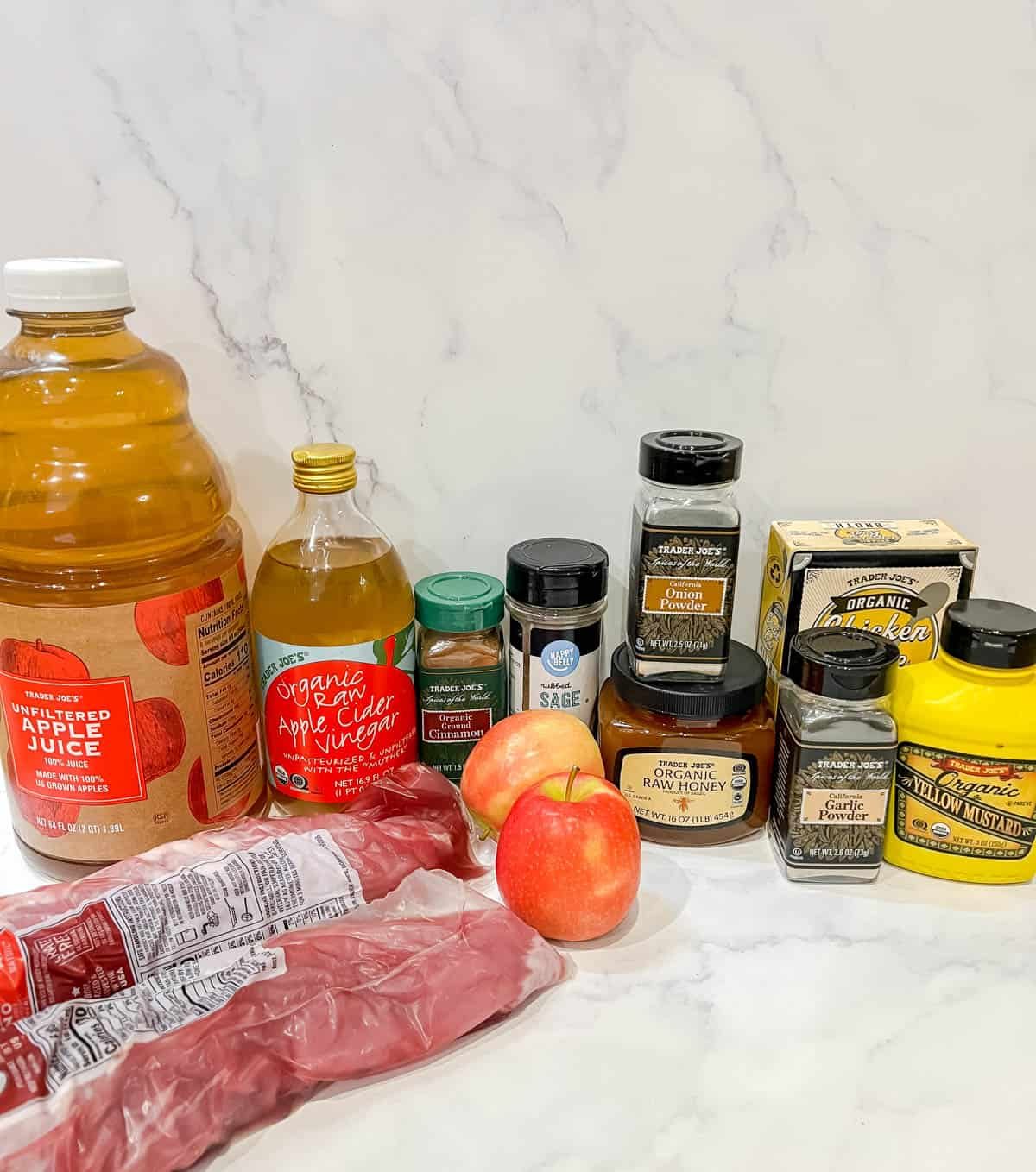 Ingredients needed to make slow cooker apple pulled pork.