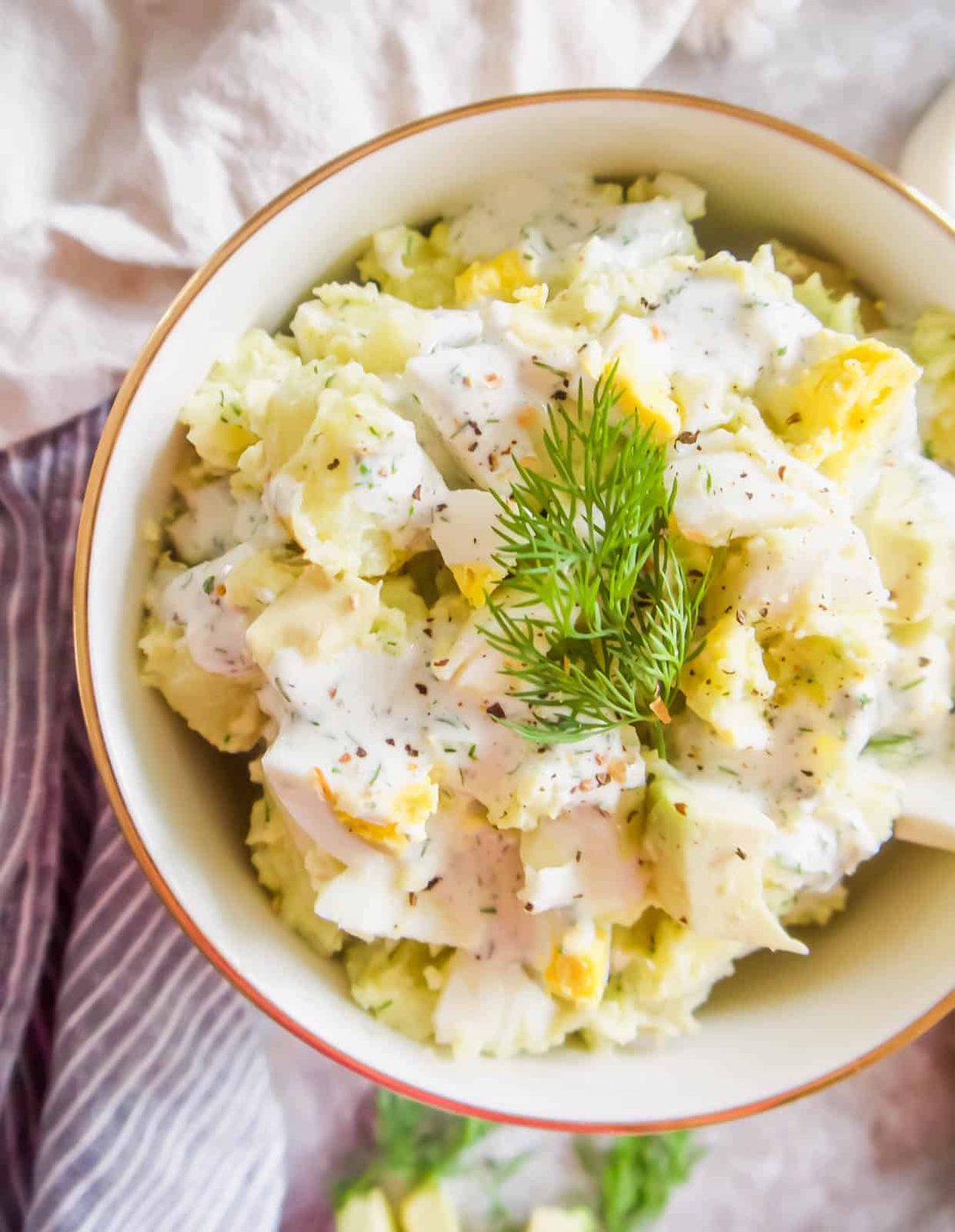 Lighter Dill Ranch Potato Salad with Avocado and Eggs