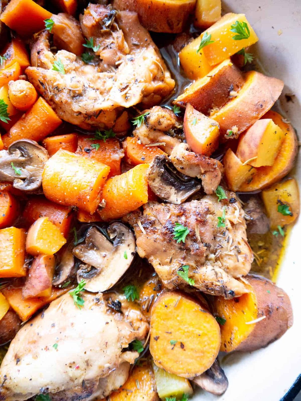 Dutch Oven Maple Peach Chicken Thighs