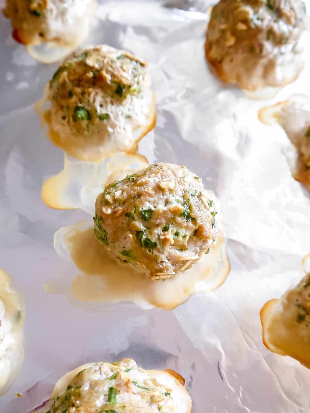 Turkey spinach meatballs after baking.
