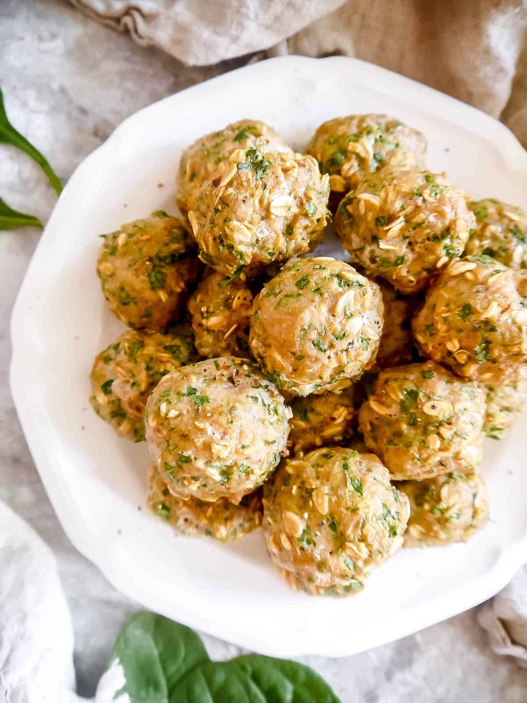 Simple Baked Turkey Spinach Meatballs, Gluten-free