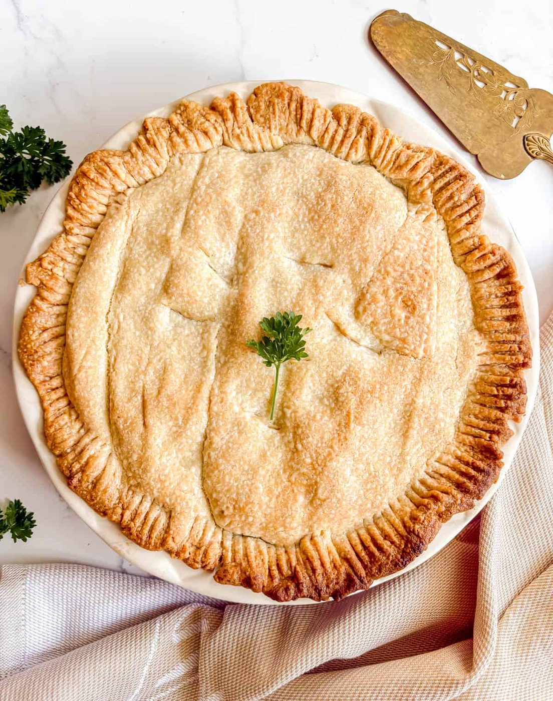 Chicken pot pie after baking.