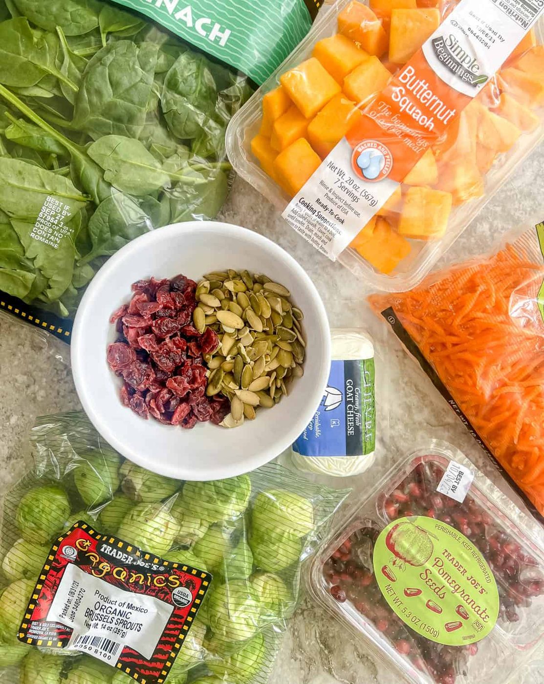 Fall harvest salad recipe ingredients.