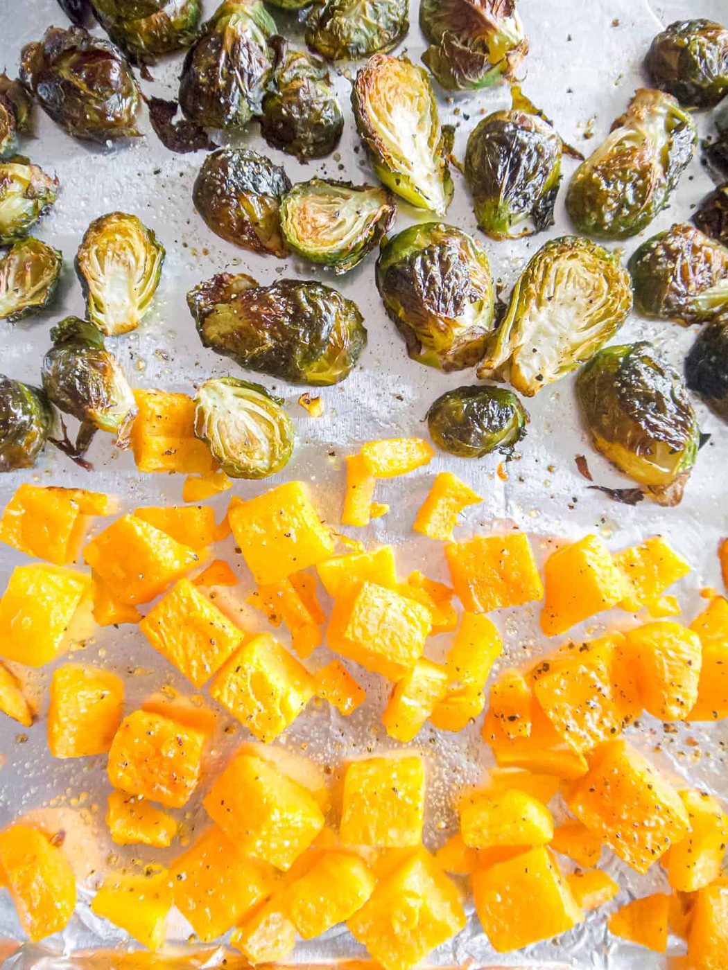 Roasted brussels sprouts and butternut squash.