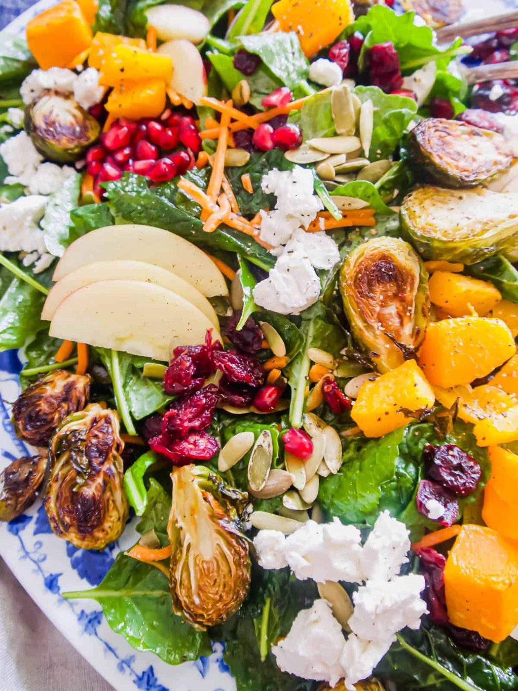 Autumn harvest salad in a large bowl.