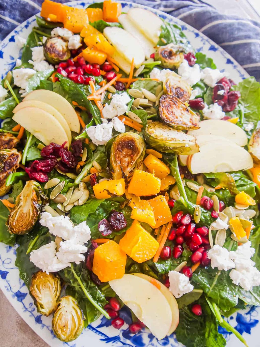 Apple harvest salad ready to be served on a plate.