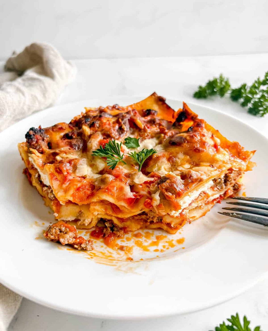 Simple Lasagna with No Boil Noodles and Greek Yogurt