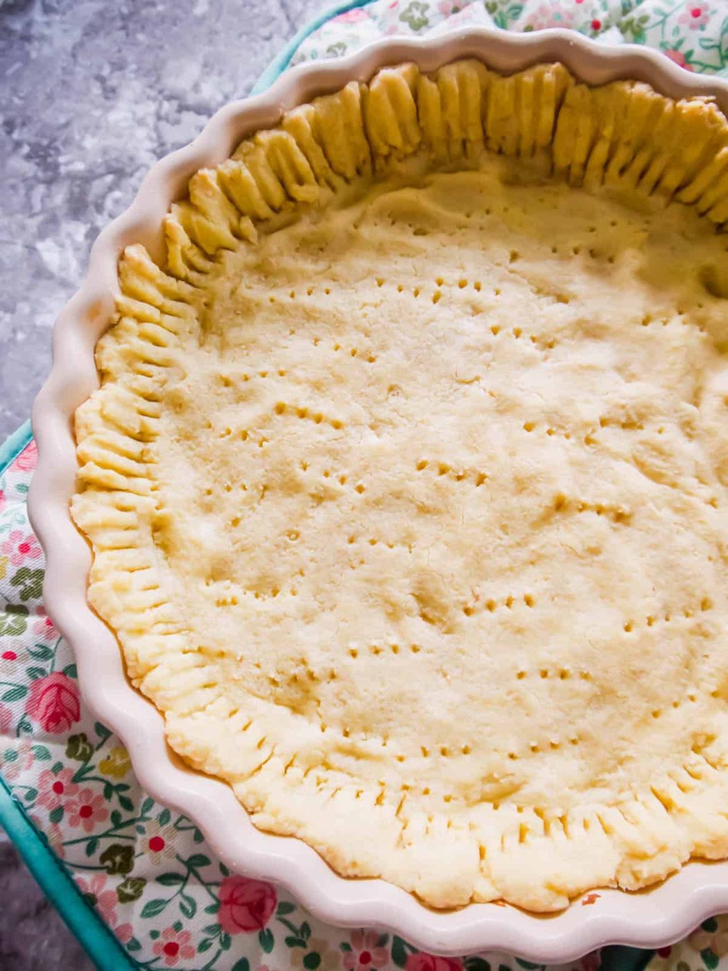 Freshly baked almond flour pie crust.
