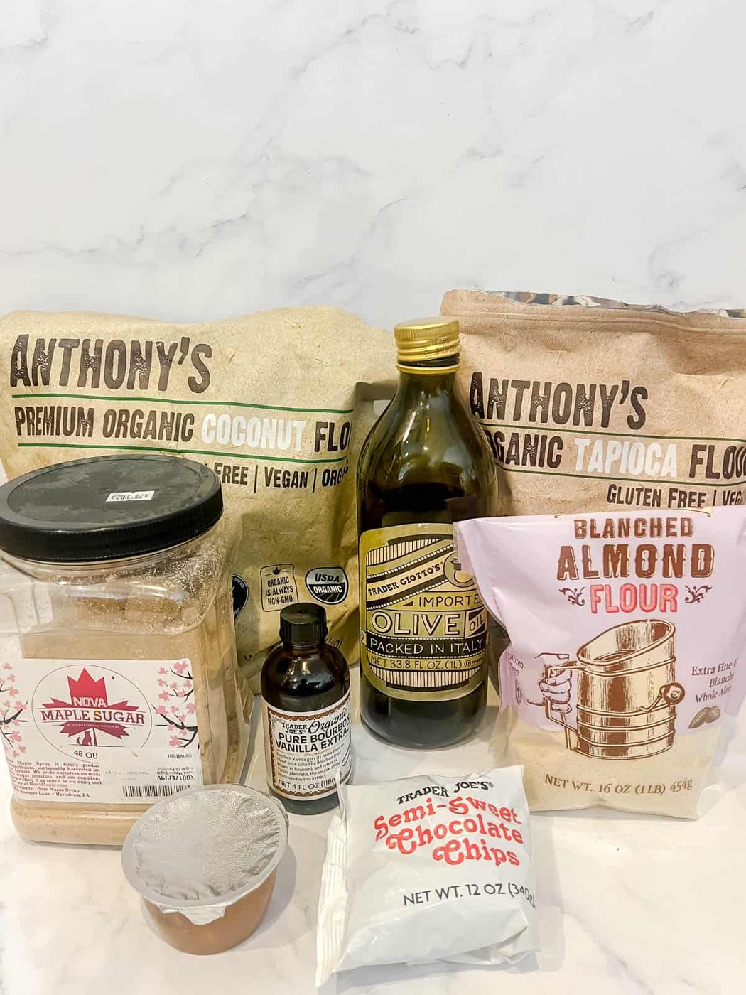 Ingredients needed to make Gluten Free Edible Cookie Dough.
