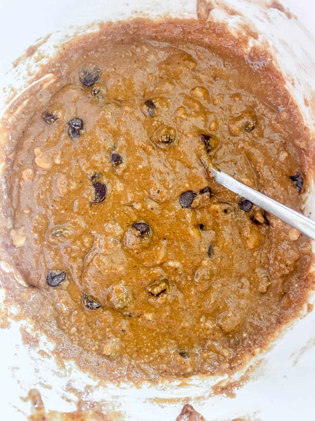 Espresso chocolate chip banana bread batter.