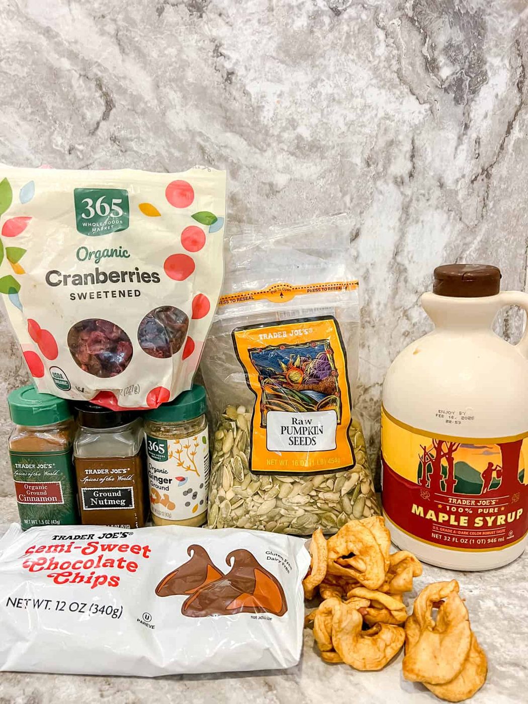 Ingredients needed to make Fall chocolate bark.