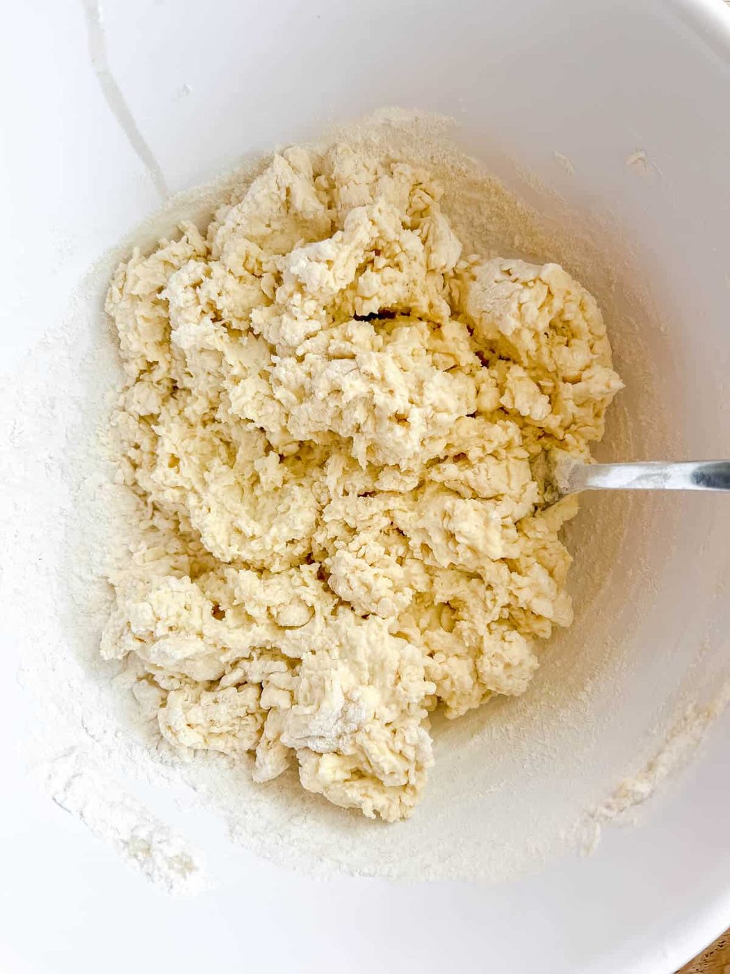 Flour added to the yogurt.