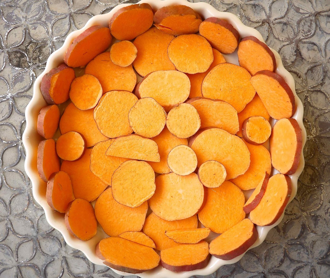 Sweet potato crust before baking.
