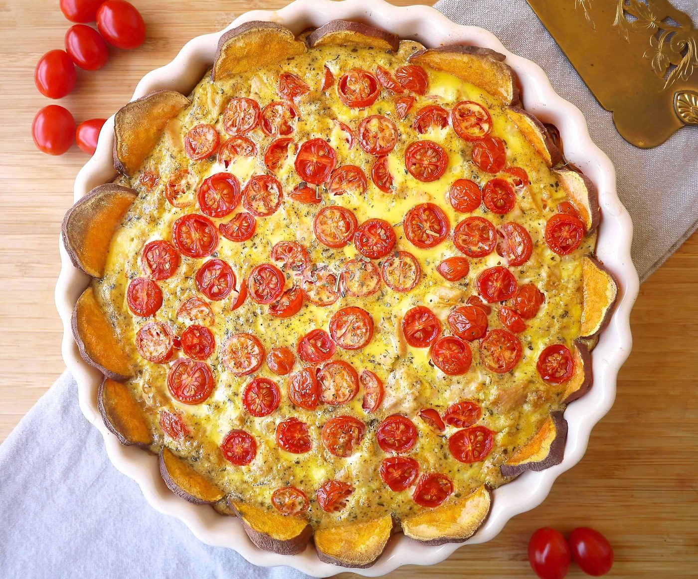 A Potato Crust: French Tuna and Tomato Quiche