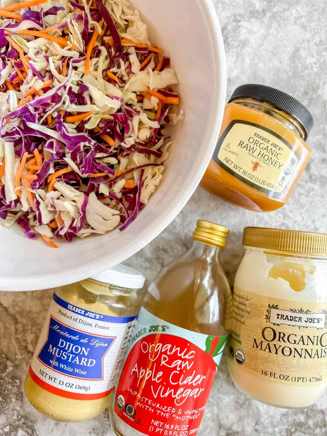 Ingredients needed to make Paleo coleslaw.
