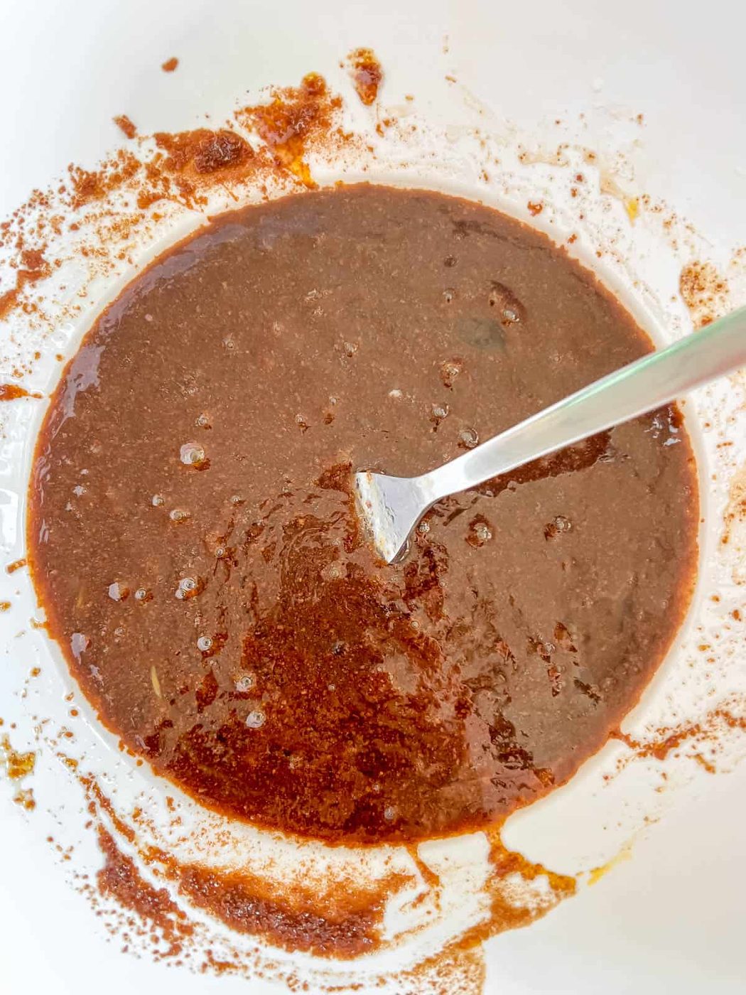 Wet ingredients mixed together.