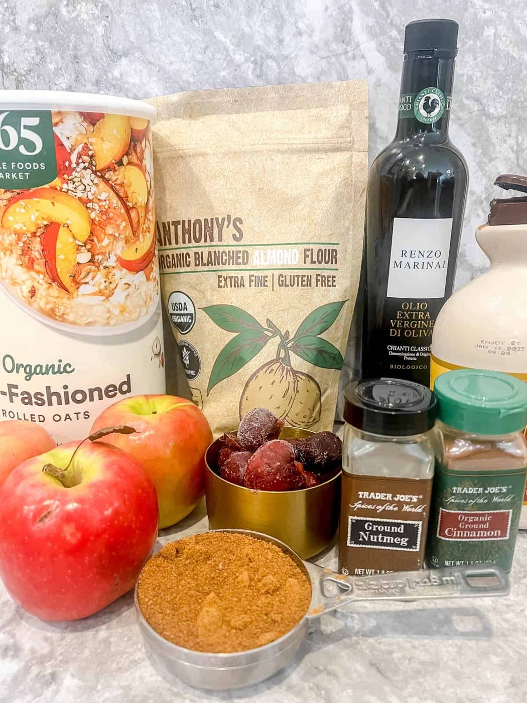 Ingredients needed to make gluten free cherry crisp.