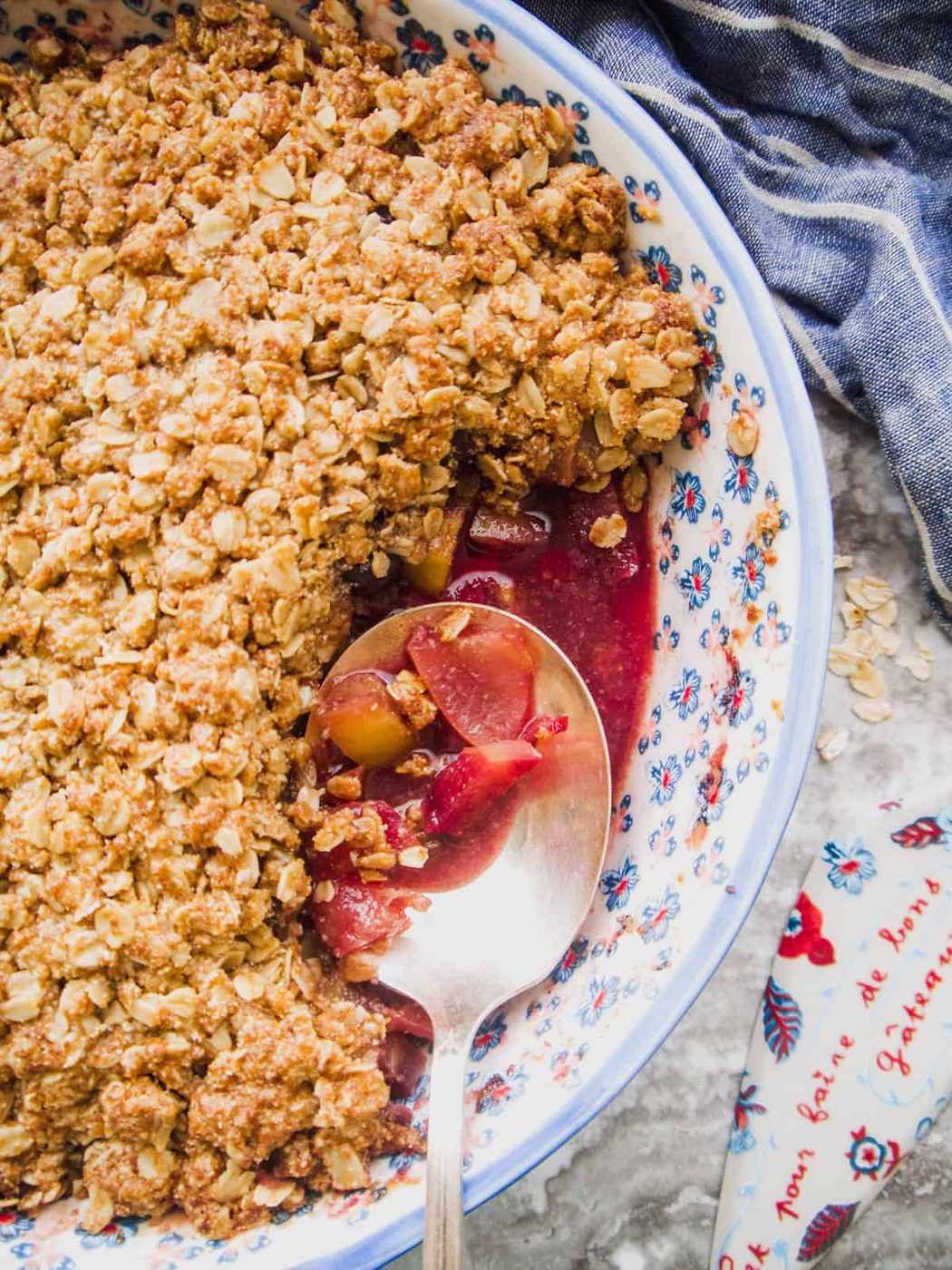 Vegan cherry crisp fresh out of the oven.