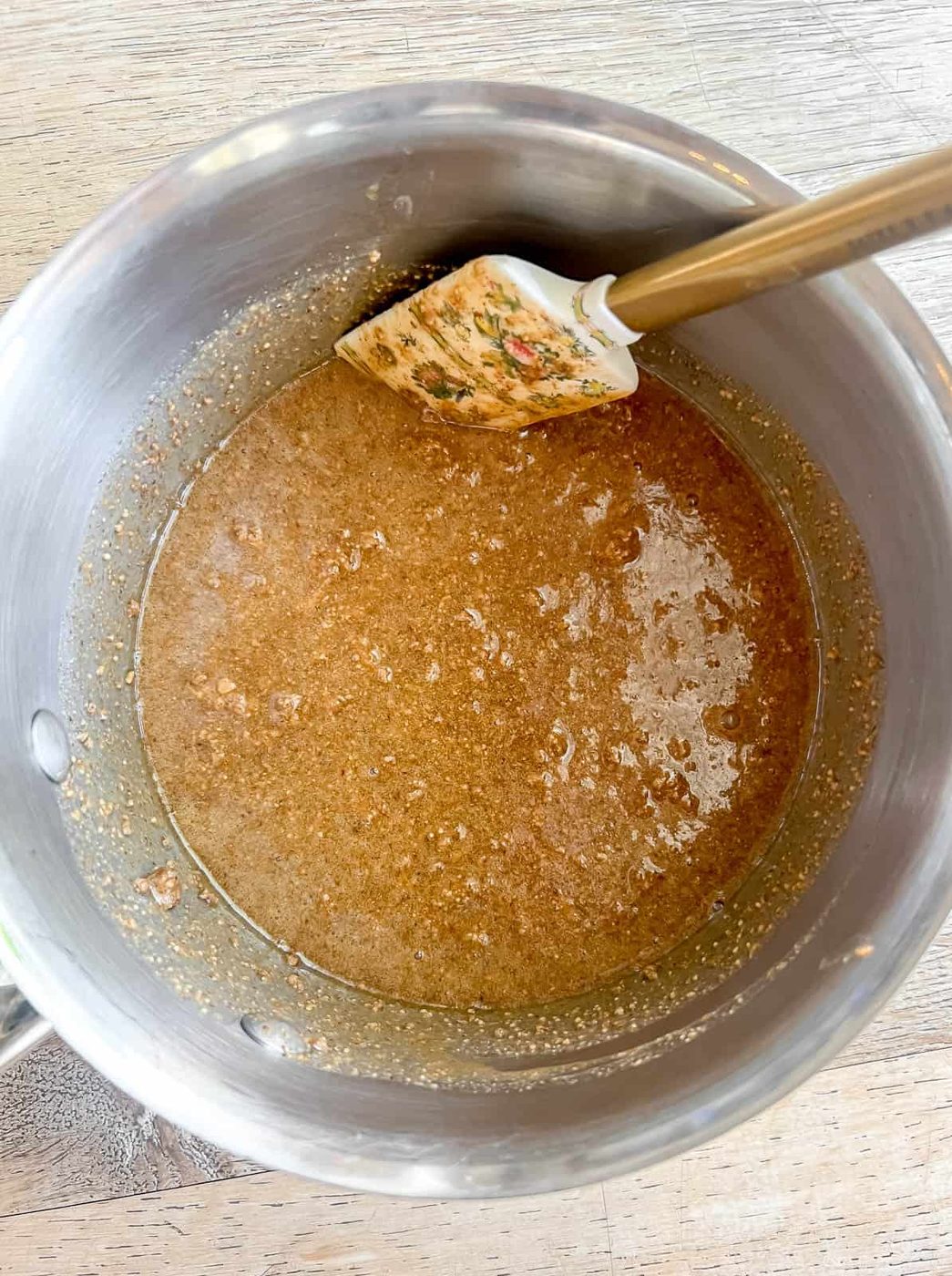 Melted honey and almond butter mixture.