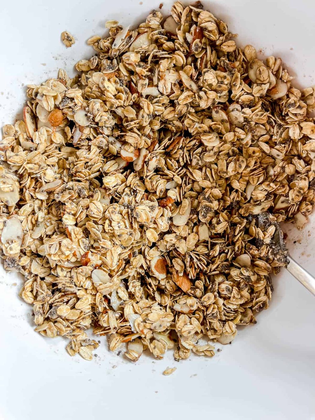 Chia seed granola with maple syrup on top.