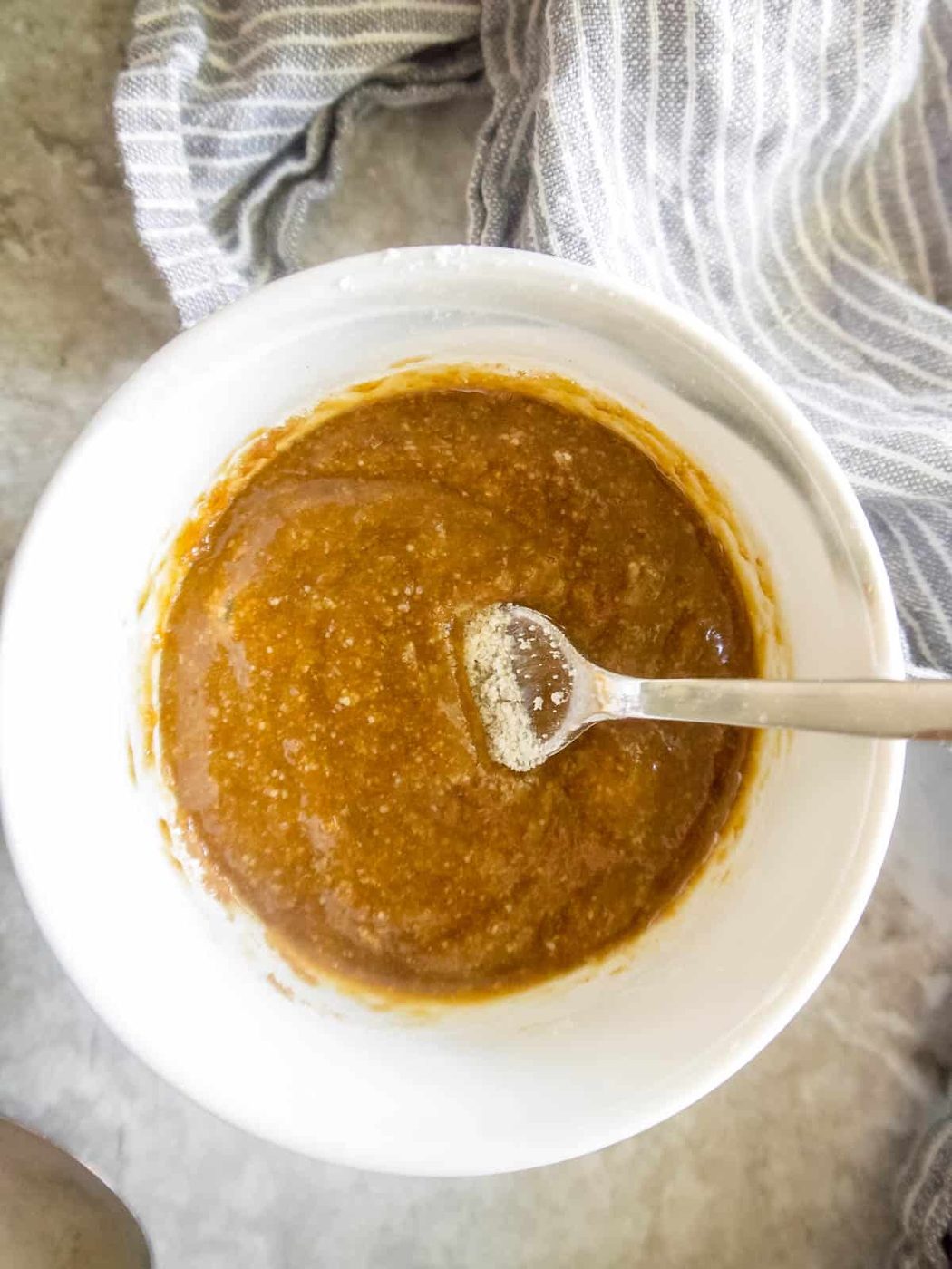 Almond flour mug cookie batter.