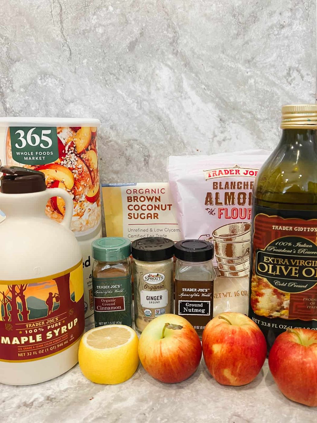 Ingredients needed to make dairy free gluten free apple crisp.
