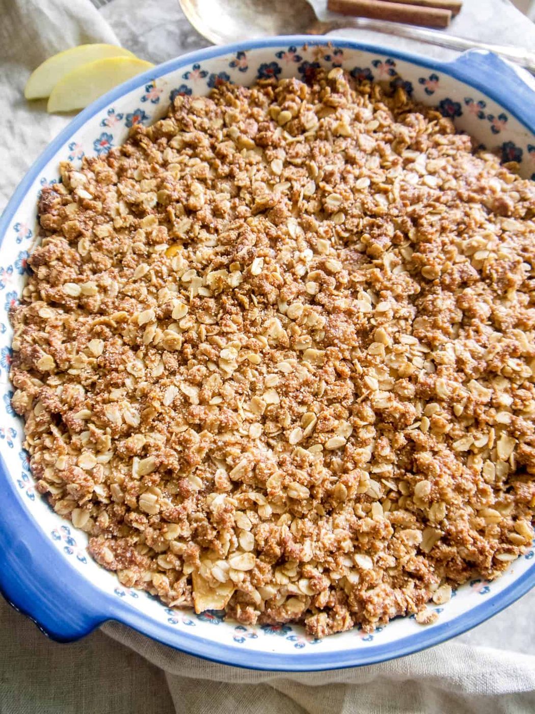 Freshly baked vegan gluten free apple crisp.