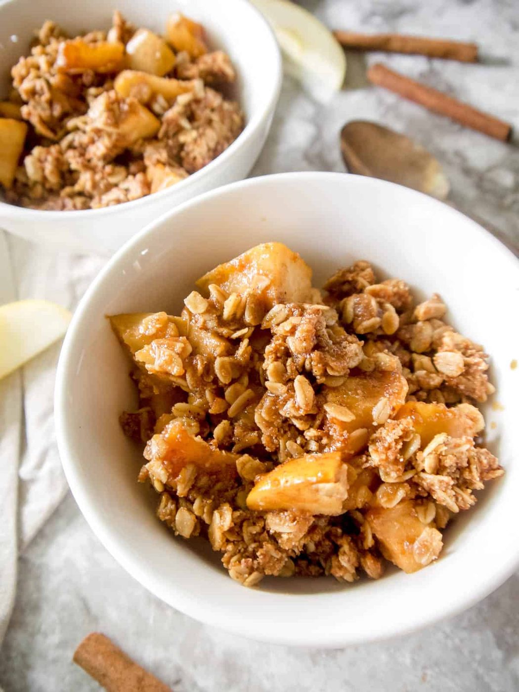 Gluten-free Dairy-free Apple Crisp in a bowl.