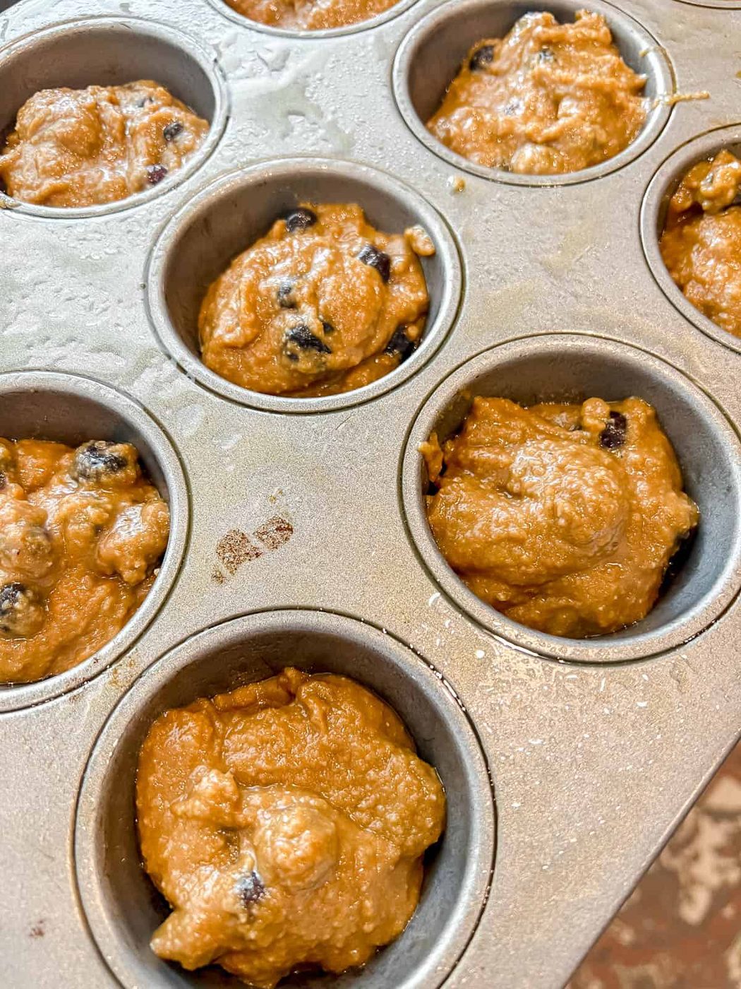 Paleo blueberry muffins prior to baking.