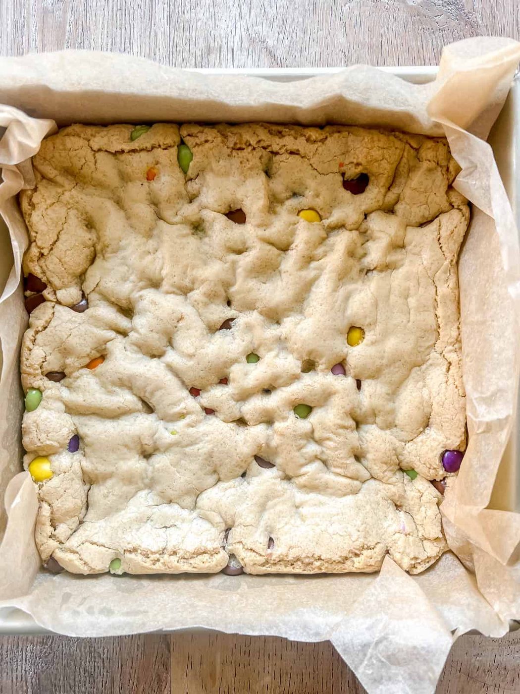 Gluten free cookie bars after baking.