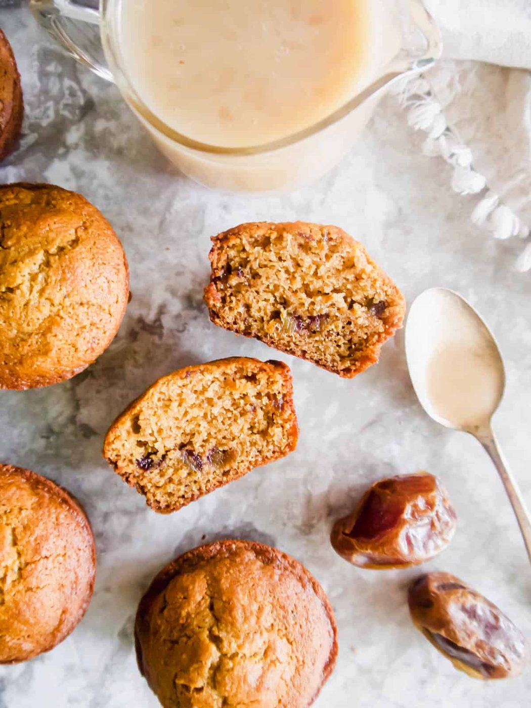 Paleo sticky toffee pudding dessert muffins on a table.