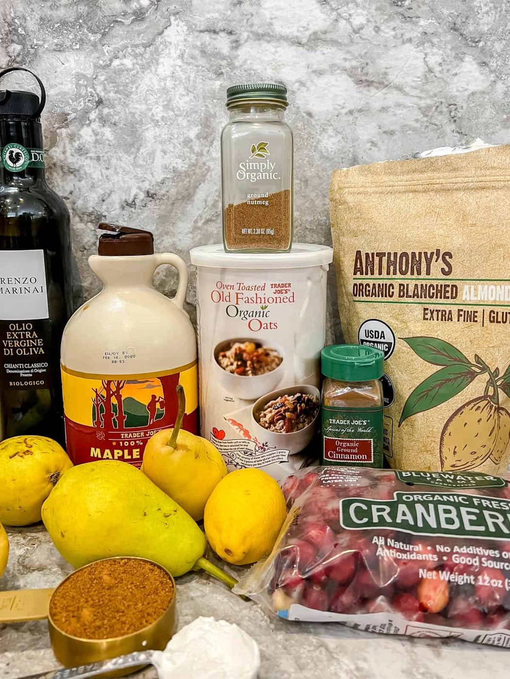 Pear cranberry crisp ingredients.