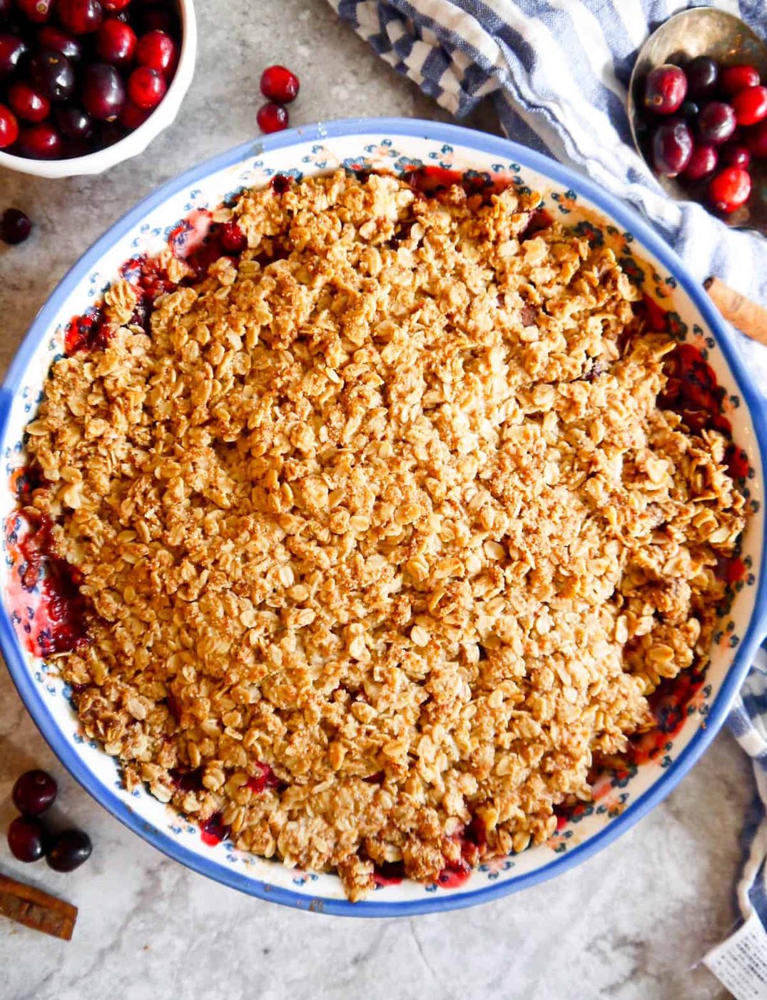 Gluten free pear crisp freshly baked.