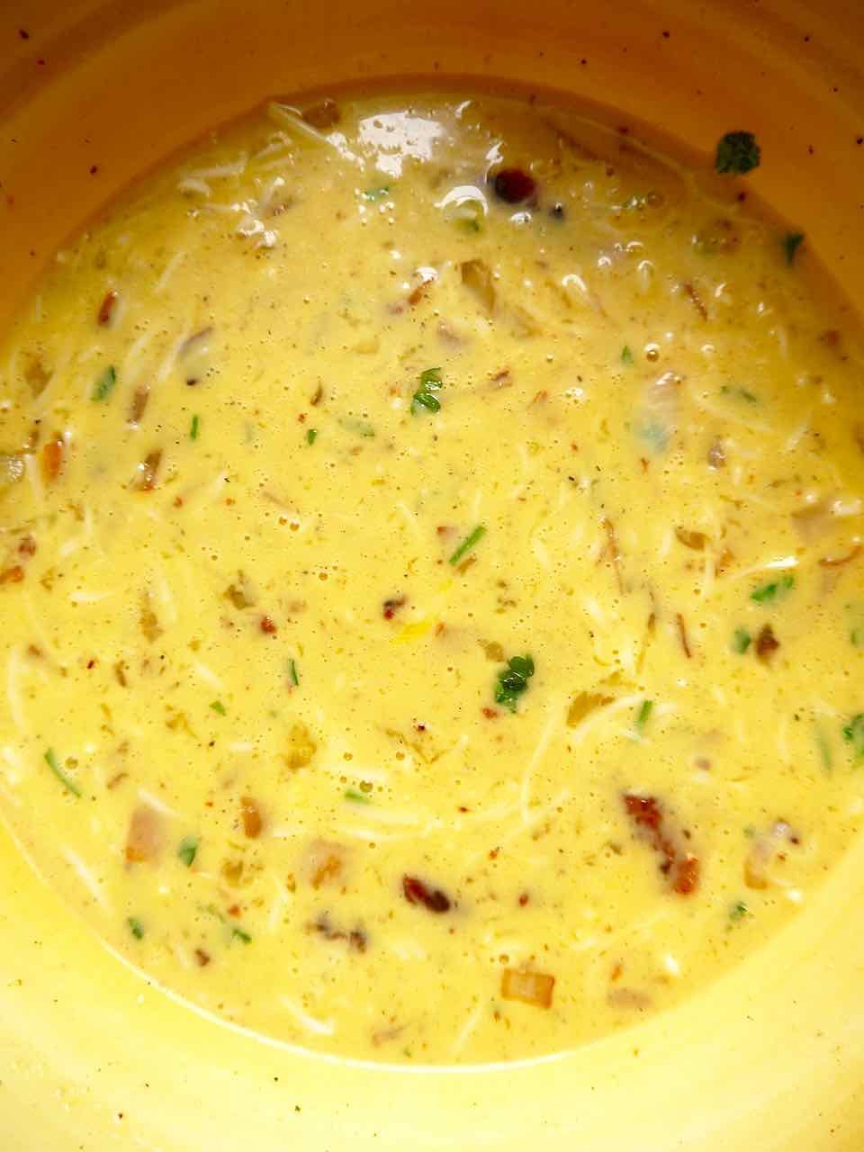 Mixture of quiche before cooking.