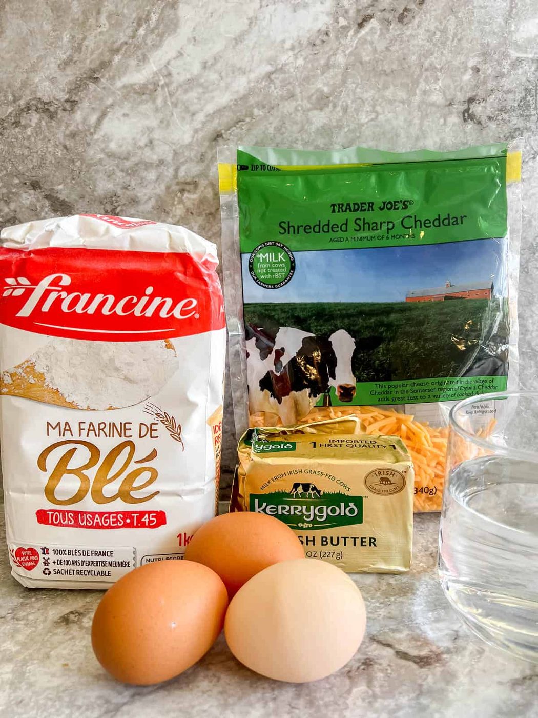 Ingredients needed to make gougeres.