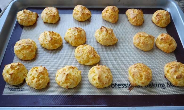Gougeres after baking.