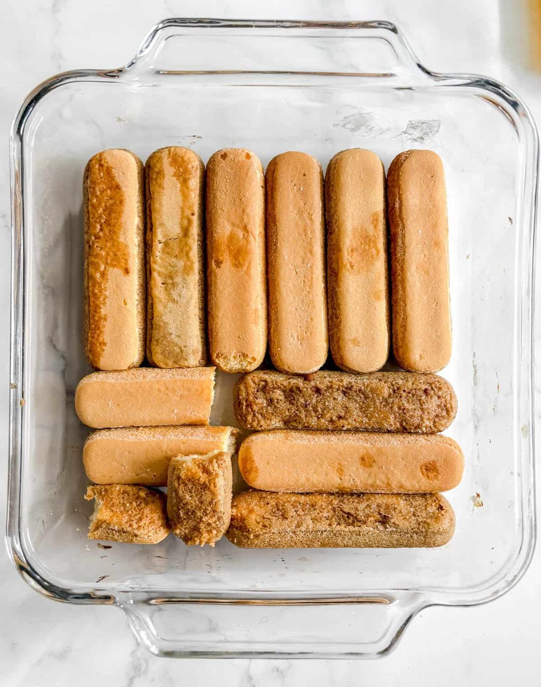 Layer of soaked lady fingers.