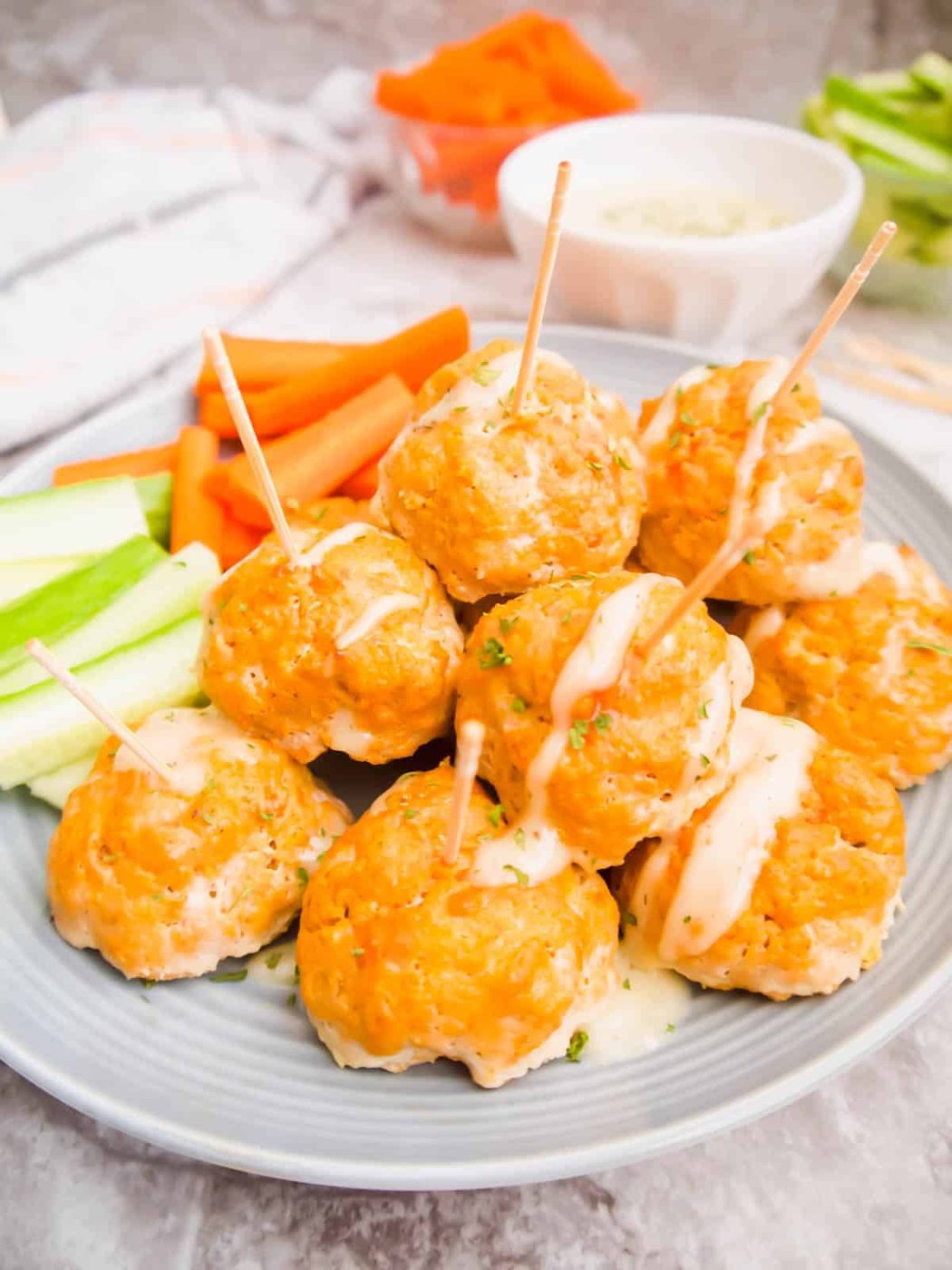 Lighter Buffalo Turkey Meatballs, Paleo, Whole30, Gluten-free