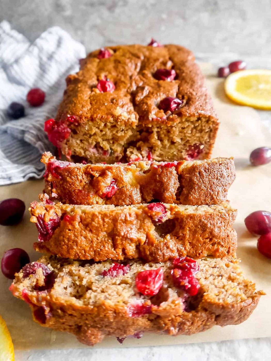 Lighter Cranberry Orange Banana Bread