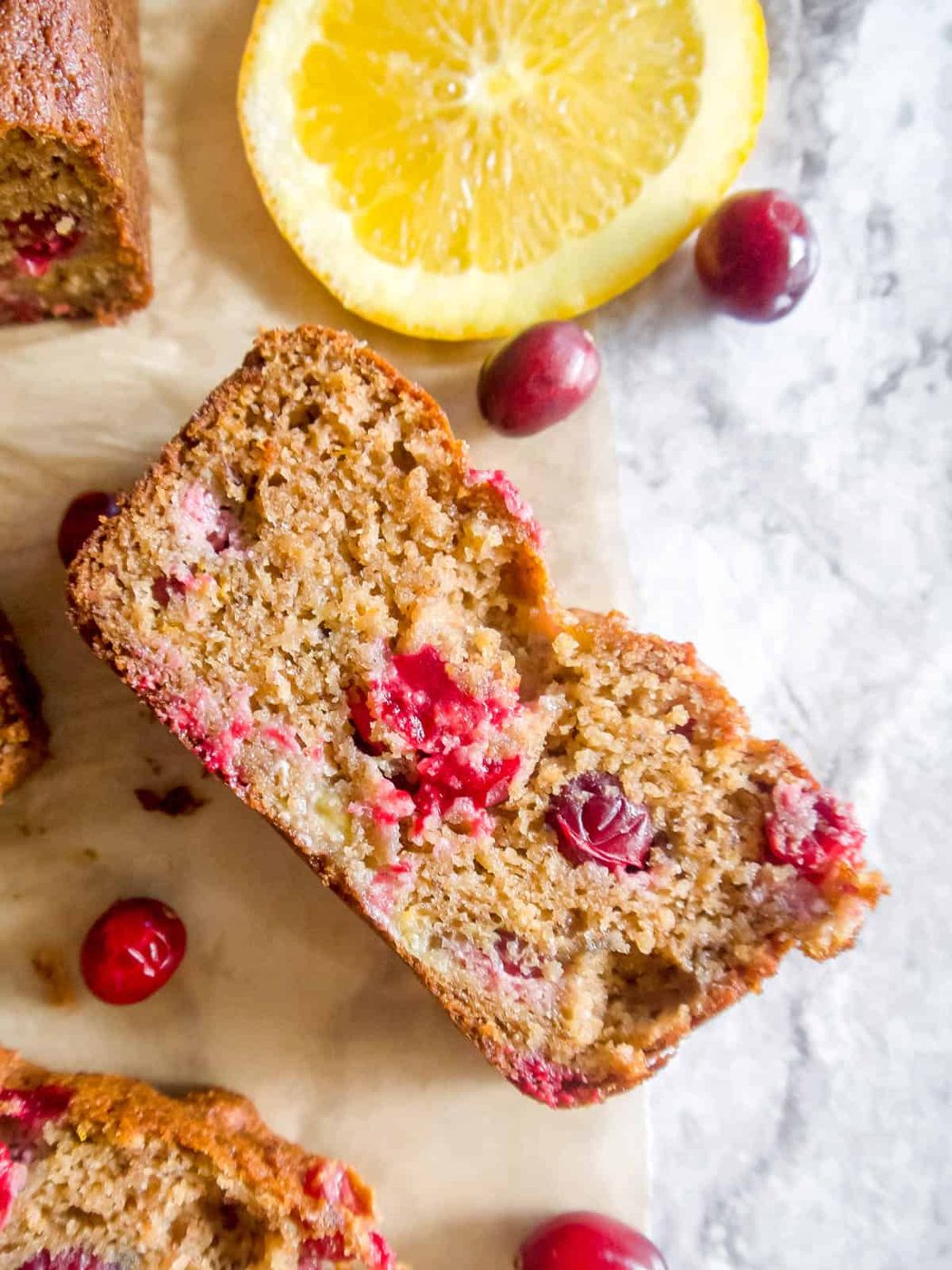 Lighter Cranberry Orange Banana Bread
