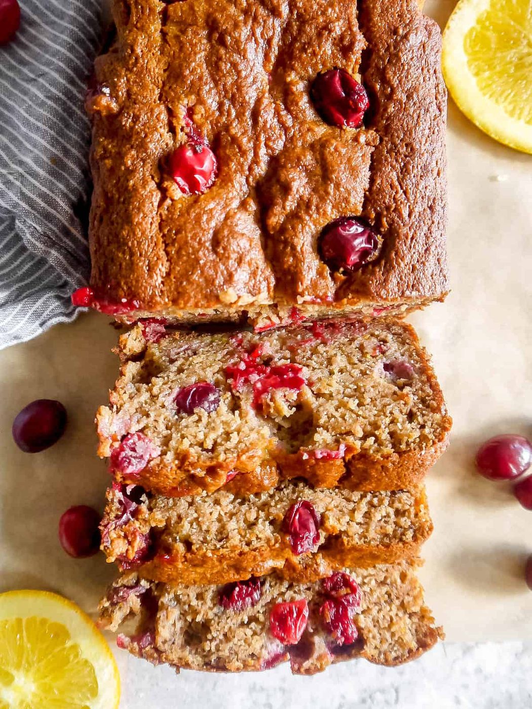 Lighter Cranberry Orange Banana Bread