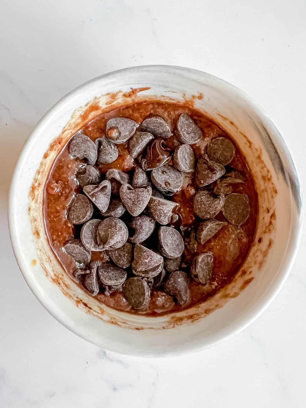 Lighter mug brownie before microwave.