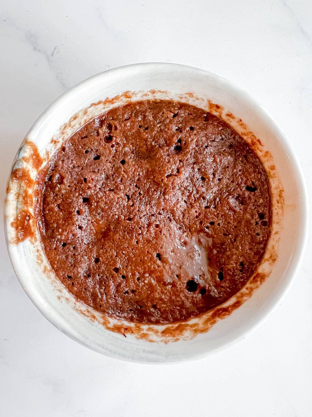 Lighter mug brownie after microwave.