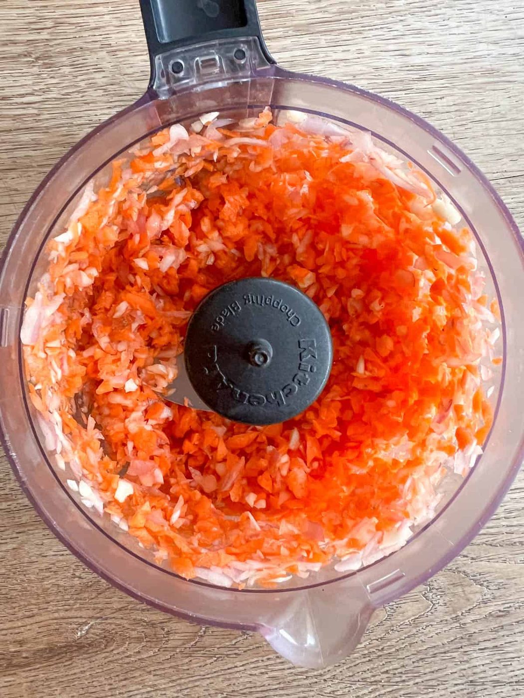 Minced carrots, garlic and shallot.